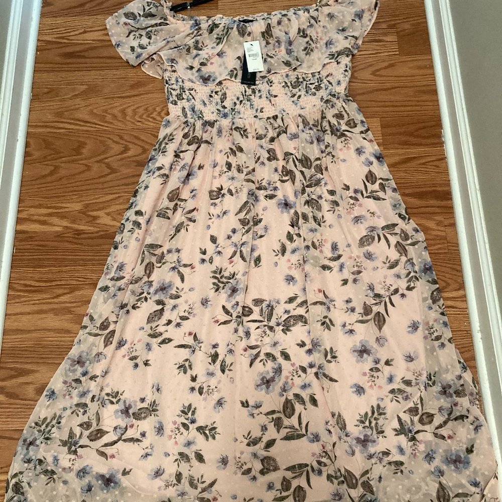 Floral Print Long Sundress with Peach Background